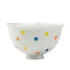 Taza de Té de Cerámica Blanca de Arcilla de Jade, Pintada a Mano con Puntos de Colores, Estilo Japonés con Boca de Flor, Dinastías Tang y Song, para Uso Doméstico, Taza de Maestro, Taza de Degustación para Juego de Té Kung Fu