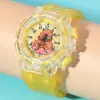 Reloj de dibujos animados para niños, reloj de cuarzo Cappibala, transparente y luminoso, para niños y niñas, reloj electrónico de regalo.