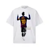 2026 Transfronterizo Lionel Messi 300g Lavada Retro Americana Hombro Caído Cuello Redondo Versátil de Manga Corta para Hombre