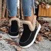 Zapatos de algodón nuevos de invierno para mujer transfronterizos, talla grande, forrados de felpa, de suela gruesa y cálidos, con suela plana