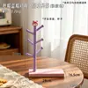 Suporte de armazenamento de copos de bebê fofo roxo-rosa, madeira de faia suporte de copo de vidro copo de café caneca em forma de árvore suporte de copo invertido