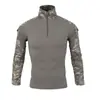 Nueva camiseta ajustada de camuflaje G2 para entrenamiento al aire libre, top de camuflaje de manga larga, traje de camuflaje tipo rana con cuello alto, camiseta de entrenamiento militar de secado rápido con media cremallera