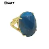 Anillo Unisex Wt-R604 Forma de Huevo de Ganso Textura de Gema Lapislázuli Amatista Chapado en Oro de 18 Quilates para Hombres y Mujeres
