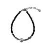 Colar de pérolas naturais de cristal preto, conjunto de três peças, brincos femininos, 2024, novo estilo coreano, pulseira fina elegante