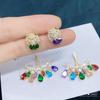 Nuevos Pendientes de Animal León para Mujer Aguja de Plata 925 Cristal de Color Pendientes de Tuerca Exagerados Distintivos Accesorios de Oreja Elegantes y Modernos para Nicho