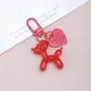 Novo Pingente Fofo de Cachorro de Balão em Forma de Coração Cor Macaron Desenho Animado Cachorrinho Chaveiro Bolsa DIY Decoração de Flores