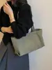 Bolsa tote de lona grossa de grande capacidade para aulas e deslocamento, 2026 verão casual versátil artística estudante bolsa de ombro