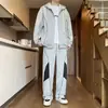 Nueva ropa de otoño para hombre: conjunto casual de dos piezas para hombre: sudadera con capucha de punto holgada de manga larga y pantalones deportivos rectos