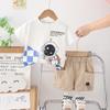2025 Novo Conjunto de Duas Peças Verão Infantil Estampado de Desenho Animado Gola Redonda Manga Curta Roupa Fina Casual para Bebê Roupas Infantis