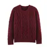 Suéter de punto grueso de color liso con cuello redondo, venta al por mayor transfronteriza para mujer, nuevo estilo suelto y casual para otoño e invierno, top de punto