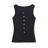 Comercio Exterior 2024 Otoño Nuevo Estilo Europeo y Americano para Mujer Elegante Calle Chaleco de Punto de Botón Sencillo Top 4192100