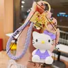 Lindo Llavero de Nudo de Lazo Gato Kt Figura de Resina Hello Kitty Colgante de Cuerda Trenzada Encanto Versátil de Bolsa de Dibujos Animados