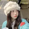 Novo chapéu de pelo de coelho para mulheres, combina com tudo para o inverno, doce e estiloso para estudantes, quente e moderno para o inverno, chapéu para o frio para mulheres, chapéu de tricô