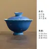 Coleção de Conjunto de Chá Cerâmico Azul Safira com Manchas Douradas Glacê de Rocha: Gaiwan, Xícara de Chá, Bule, Xícara de Degustação, Xícara de Mestre, Porta-copo