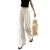Calça Casual Ampla com Patchwork de Renda para Mulheres, Novo Verão 2026 Cintura Alta Emagrecimento Perna Reta Versátil Casual