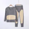 Ropa Interior Térmica Gruesa de Forro Polar Doble Cara sin Marcas para Hombre, Calentamiento Rápido, Protectores de Vientre y Rodilla, Ropa de Otoño
