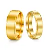 Anillos de Acero Inoxidable Transfronterizos Europeos y Americanos de Amazon 6/8mm Anillos Sencillos para Pareja Electrochapado al Vacío Oro 18K No se Desvanecen