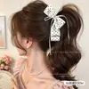 Novo Acessório de Cabelo Presilha Banana com Laço 2026, Estilo Universitário Presilha Mágica para Rabo de Cavalo Alto para Mulheres, Presilha de Garra Exquisita e Sofisticada