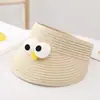 Sombrero de verano para niños, sombrero de paja con parte superior vacía, protector solar para niñas, sombrero con lazo de encaje, sombrero de moda al por mayor