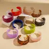 Pulseira Aberta Geométrica Plissada em Gradiente de Acrílico Estilo Retrô Europeu e Americano, Simples, Fashion, de Nicho, Joia de Alta Qualidade
