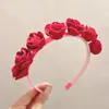 Faixa de Cabelo de Flor de Camélia Simples Transfronteiriça Faixa de Cabelo de Flor de Tecido Faixa de Cabelo de Plástico Dentada Acessórios de Cabelo para Festa de Princesa