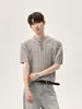 Suministro Exclusivo Transfronterizo Estilo Coreano Simple Estilo Old Money Camiseta Casual de Punto de Manga Corta Camisa Polo Top Versátil Cleanfit