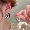 Diseño Estilo Coreano Pendientes de Camelia Frescos y Dulces para Mujer, Pendientes de Tuerca Sencillos y Versátiles de Lujo Ligero