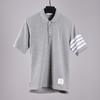 Camiseta Polo de Algodón Puro de Manga Corta de la Marca de Moda Tb para Hombres y Mujeres, Camiseta Clásica Casual Simple Versátil 2116