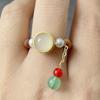 Anillo de Mujer de Palosanto Luz de Lujo Red de Subastas Anillo de Caoba Moda Personalidad Nicho Ajustable Voz Vibrante Suministro en Vivo