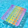 Entretenimiento Acuático Transfronterizo Agujero Redondo Lentejuelas Degradado Cama Flotante de Agua Espesada Doble Inflable Ecológica con Almohada