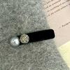 Grampo de cabelo de veludo com pérolas e diamantes de luxo leve feminino grampo lateral simples grampo de cabelo quebrado requintado e moderno grampo BB