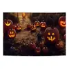 Tapiz de Terror de Halloween Fantasma Doble Bruja Preparando Poción Castillo Fondo de Calabaza Tapiz de Pared Tapiz Decorativo Venta al por Mayor