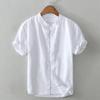 L740 verão simples lisa manga curta camisa masculina gola cardigã manga curta algodão camisa masculina casaco uma geração de cabelo