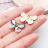 Pendente de Animal Borboleta Esmaltado Colorido Impresso em Liga de Metal Transfronteiriço Acessórios para Pulseira Colar Chaveiro DIY