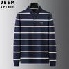 JEEP SPIRIT nueva camiseta de algodón fina de manga larga a rayas para hombre, polo con solapa, camisa base holgada