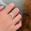 Anillo de Ala de Ángel y Estrella para Mujer, Anillo Abierto de Diseño de Nicho Estilo Ins, Anillo de Dedo Índice Moderno