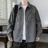 Jaqueta de Veludo Cotelê Primavera e Outono Masculina Simples Manga Longa Gola Camisa Estilo Hong Kong Camisa Marca Tendência Jaqueta Camisa Casual Masculina