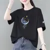 Camiseta de manga curta soltinha para mães, moda de comércio exterior transfronteiriço, design único, top de meia manga de nicho, estilo do Instagram