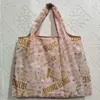 Bolsa de Compras Grande Impresa Lista para Usar Bolsa de Nylon Impermeable Bolsa Ecológica Bolsa para la Compra de Supermercado Bolso de Mano Bolsa Plegable Mayoreo