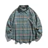 Camisa de manga larga a cuadros retro minimalista estilo japonés Rumeng, unisex, abrigo casual moderno versátil para parejas de otoño