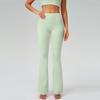 Calça Esportiva Flare Cor Nude com Cores Contrastantes, Cintura Alta, Controle de Barriga, Secagem Rápida, Perna Larga Longa, Casual Corrida Fitness Micro Flare 9238