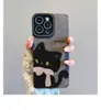 Adequado para Capa de Celular Apple 17Promax 16 Cachecol Fofo Gato Preto Iphone15Pro Capa Protetora 14Pm Feminino