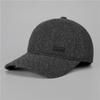 Gorra de lana con visera para papá de mediana edad y anciano, gruesa, cálida, con protección para las orejas, gorra de béisbol, gorra de algodón a prueba de frío para el abuelo anciano