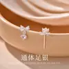 Pendientes de Plata Pura S999 con Forma de Lazo y Circonita Estilo Dulce de Princesa para Niñas, Pequeños y Delicados, Elegantes Mini Pendientes con Cierre de Rosca