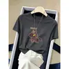 Camiseta Morada de Algodón Puro con Hombros Rectos, Cuello Redondo y Mangas Cortas para Mujer, Estilo Coreano Ins, Top de Moda y Versátil, Nuevo Estilo Verano 2026