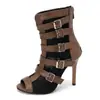 Estilo Europeo y Americano Talla 40-50 Puntera Redonda Extra Grandes Botas de Cuero Zapatos de Tacón Alto Verano Tacón Delgado Botas de Mujer Enfriamiento Boo
