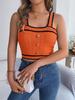 Gran Venta 2024 Verano Color Contraste Botón Sin Mangas Ombliguera Suéter Top de Vacaciones Ropa de Mujer Transfronteriza de Amazon