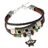 Pulseras de Cuero Tejidas a Mano con Cuentas Punk Europeas y Americanas, Pulseras de Cuero Vintage de Aleación para Parejas, Joyería, Suministro para Comercio Electrónico Transfronterizo