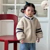 Casaco infantil de lã de cordeiro, roupas de inverno para meninas, nova coleção outono/inverno 2026, jaqueta infantil forrada de fleece, blusa fofinha de bebê