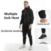 Amazon Chaqueta con Capucha Deportiva de Fitness para Hombre Tallas Grandes Europea y Americana Traje de Sudoración Impermeable Pantalones de Chándal Traje Deportivo
